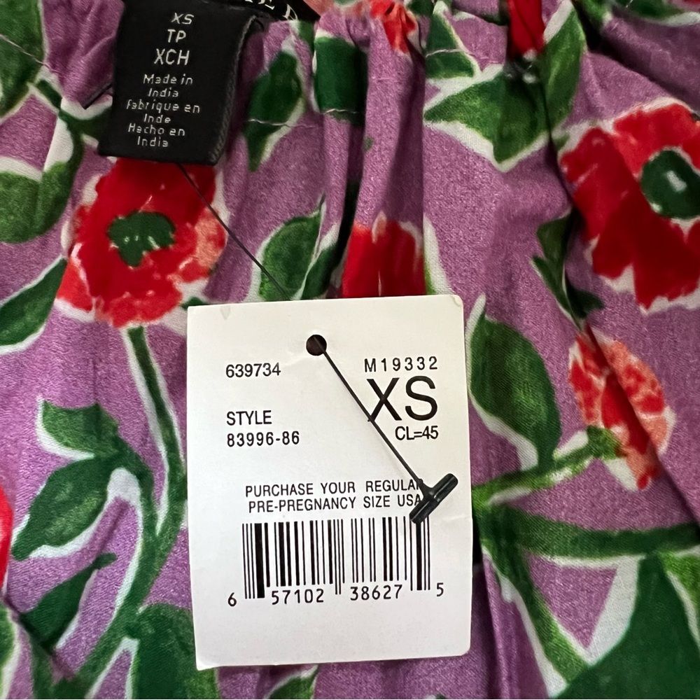 A Pea In The Pod Nwt Maternity Dress Tiered Maxi Floral Purple Red Size Xs — image 7 of 8
